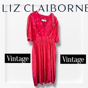 Vintage 90s Liz Claiborne Red Dress